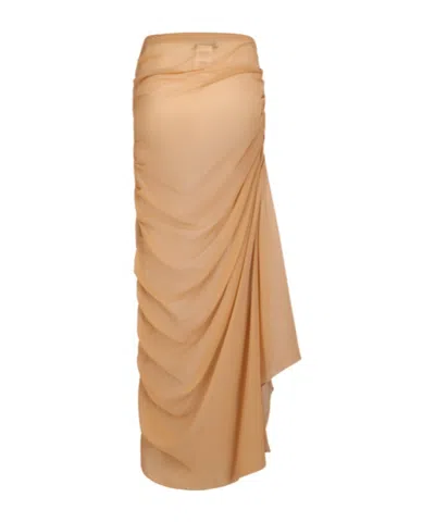 Giuseppe Di Morabito Draped Silk Maxi Skirt In Brown