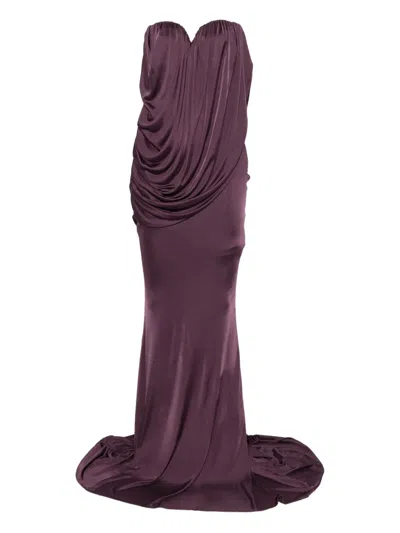 Giuseppe Di Morabito Draped Strapless Dress In Purple