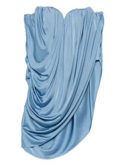 Giuseppe Di Morabito Draped Strapless Top In Blue