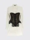Giuseppe Di Morabito Long Sleeve Corset Style Lace Dress In White