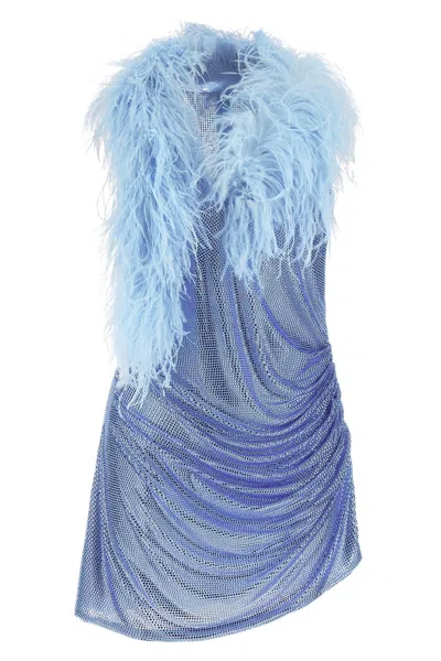 Giuseppe Di Morabito Dress With Removable Crystals And Feathers In Blue