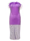 Giuseppe Di Morabito Mini Purple Dress With Feather Trim And Rhinestone Embellishment In Polyamide Woman In Purple