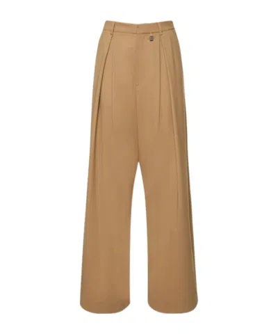 Giuseppe Di Morabito Elasticity Wool Wide Leg Casual Pants In Brown