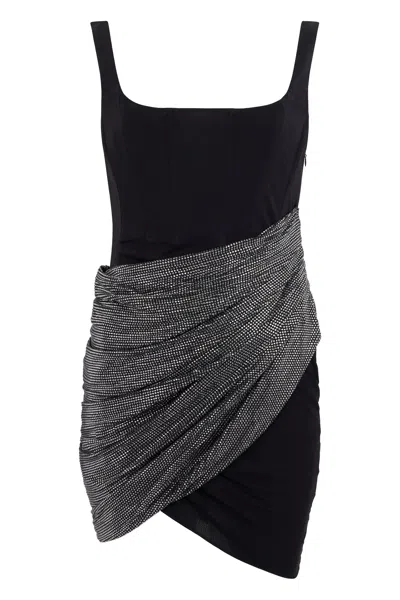 Giuseppe Di Morabito Elegant Fitted Mini Dress With Rhinestone Belt In Black