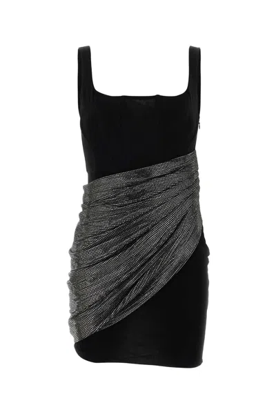 Giuseppe Di Morabito Elegant Fitted Mini Dress With Rhinestone Belt In Black