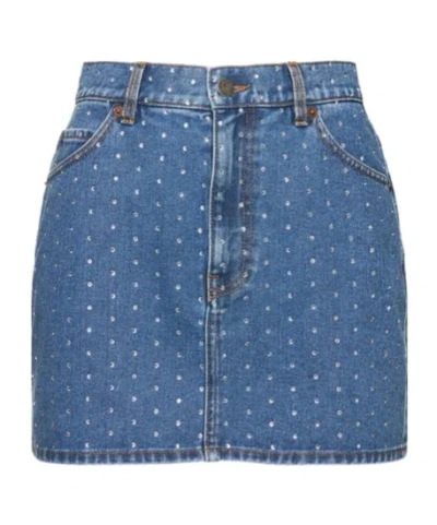 Giuseppe Di Morabito Embellished Cotton Denim Mini Skirt In Blue