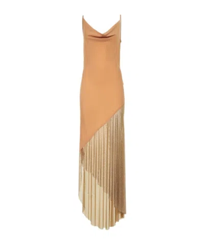 Giuseppe Di Morabito Embellished Crepe De Chine Midi Dress In Brown