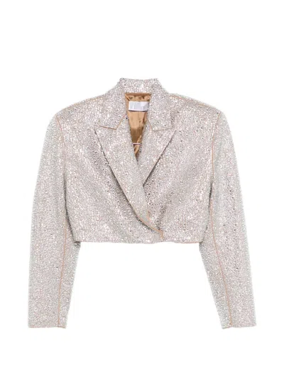 Giuseppe Di Morabito Embellished Cropped Jacket In Silver