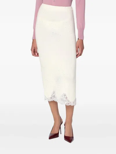 Giuseppe Di Morabito Embellished Lace Midi Skirt In White