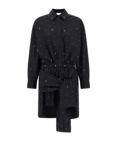 Giuseppe Di Morabito Embellished Long-sleeved Shirt Dress In Black