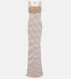 Giuseppe Di Morabito Embellished Mesh Gown In Light Brown