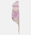 Giuseppe Di Morabito Embellished Mesh Midi Dress In Lilac Pink