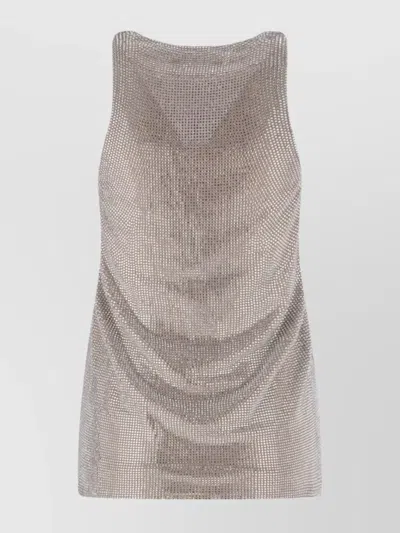 Giuseppe Di Morabito Embellished Metallic Scoop Neck Top In Neutral
