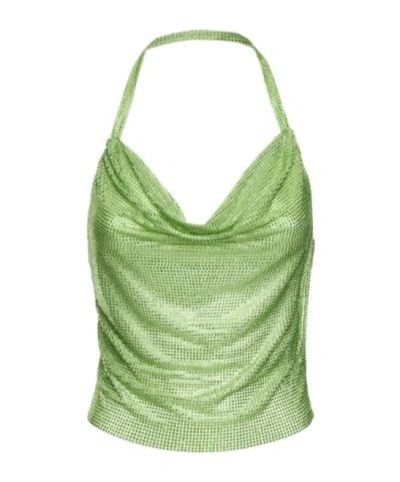 Giuseppe Di Morabito Embellished Net Halter Top In Green