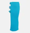 Giuseppe Di Morabito Embellished Ribbed-knit Midi Skirt In Pool Blue