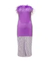 Giuseppe Di Morabito Mini Purple Dress With Feather Trim And Rhinestone Embellishment In Purple