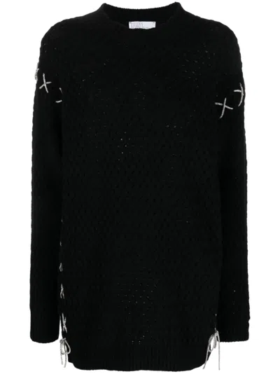 Giuseppe Di Morabito Decorative-stitches Knitted Minidress In Black