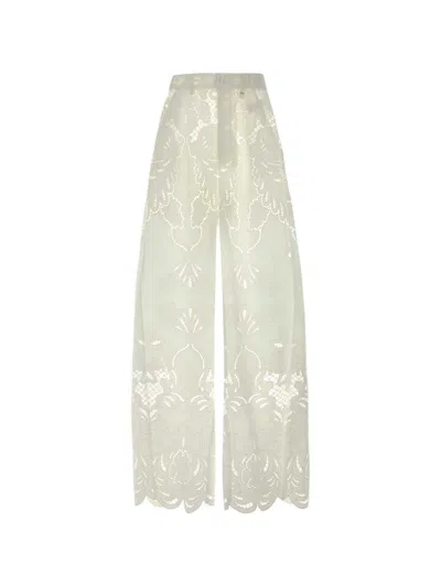 Giuseppe Di Morabito White Broderie Anglaise Wide-leg Pant In Neutral