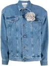 Giuseppe Di Morabito Cotton Denim Jacket W/embellished Flower In Blue