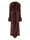 Giuseppe Di Morabito Faux-fur Collar Belted Coat In Brown