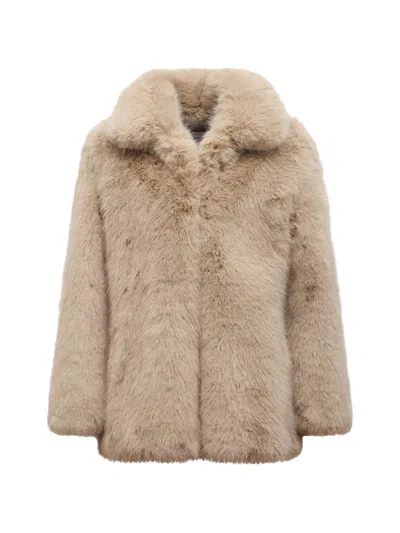 Giuseppe Di Morabito Faux-fur Notch-lapel Coat In Neutral
