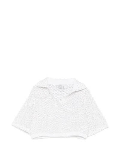 Giuseppe Di Morabito Faux-pearl Embellished Open-knit Top In White