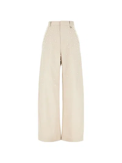 Giuseppe Di Morabito Faux-pearl Embellished Trousers In Neutral