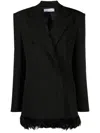 Giuseppe Di Morabito Feather-trim Double-breasted Blazer In Black