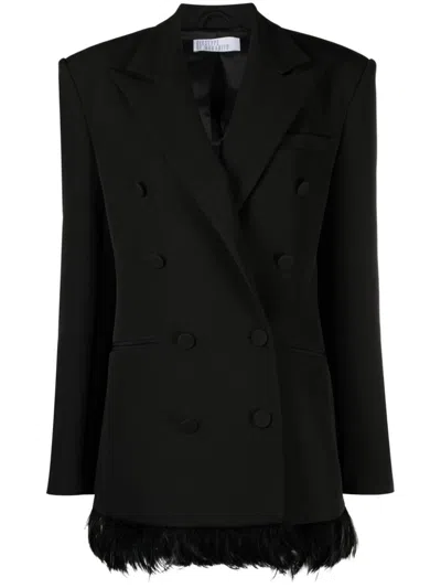 Giuseppe Di Morabito Feather-trim Double-breasted Blazer In Black