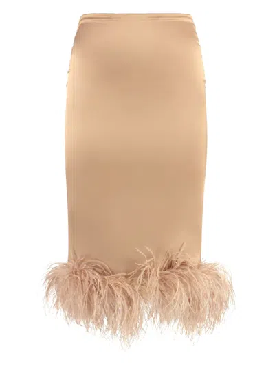 GIUSEPPE DI MORABITO FEATHER-TRIM MIDI SKIRT
