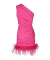 Giuseppe Di Morabito Feather-trim Ruched Minidress In Pink