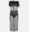 Giuseppe Di Morabito Feather-trimmed Embellished Midi Dress In Black
