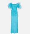 Giuseppe Di Morabito Feather-trim Maxi Dress In Blue