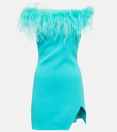 Giuseppe Di Morabito Feather-trim Off-shoulder Minidress In Blue