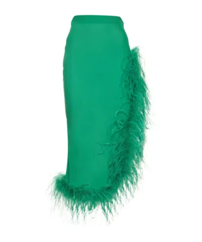 Giuseppe Di Morabito Feather-decorated Midi Skirt In Green