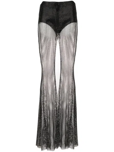 Giuseppe Di Morabito Fishnet Palazzo Trousers In Black