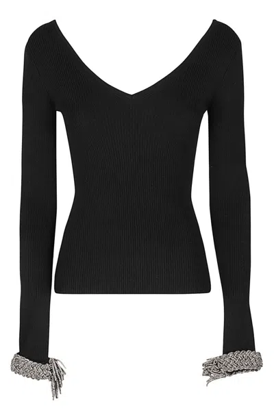 GIUSEPPE DI MORABITO FITTED KNIT CRYSTAL TOP