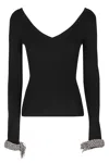 Giuseppe Di Morabito Braided-cuffs Ribbed-knit Top In Black