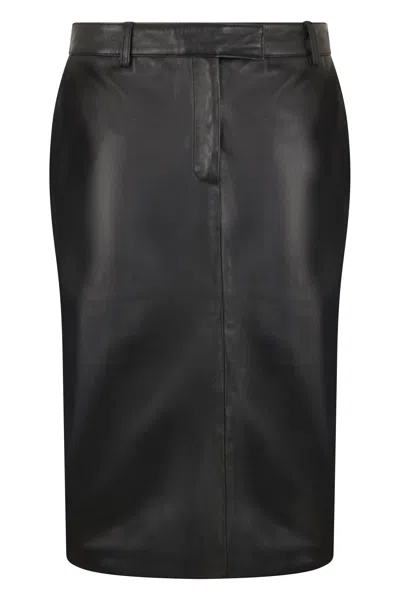 Giuseppe Di Morabito Fitted Leather Midi Skirt For Modern Elegance In Black