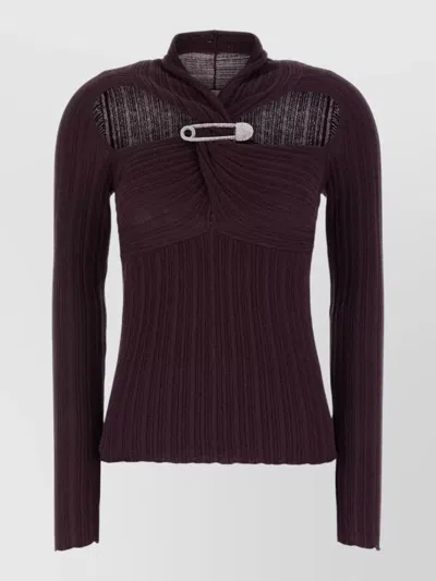 Giuseppe Di Morabito Fitted Long Sleeve Top With Pin Detail In Purple