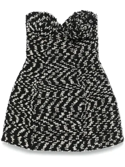 Giuseppe Di Morabito Floral-appliqué Bouclé Mini Dress In Black