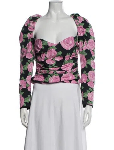 Pre-owned Giuseppe Di Morabito Floral Print Square Neckline Top In Pink