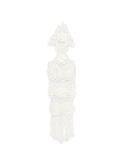 Giuseppe Di Morabito Floral-appliqué Crochet-knit Maxi Dress In White