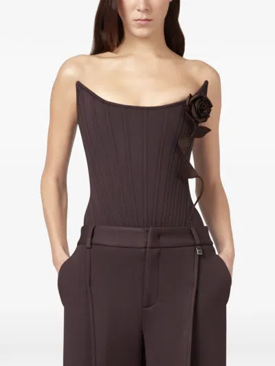 Giuseppe Di Morabito Floral-detail Corset Top In Brown