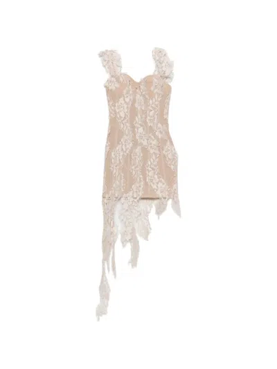 Giuseppe Di Morabito Floral-lace Mini Dress In Brown
