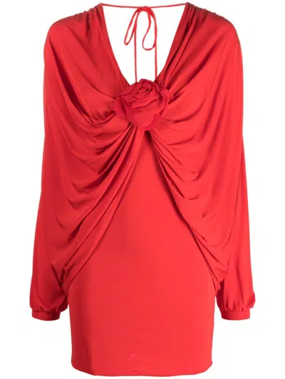 Giuseppe Di Morabito Flower-detail Ruched Minidress In Red