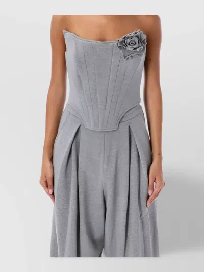 Giuseppe Di Morabito Grey Floral-appliqu Cotton Corset In Blue