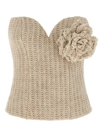 GIUSEPPE DI MORABITO FLOWER-EMBELLISHED TOP