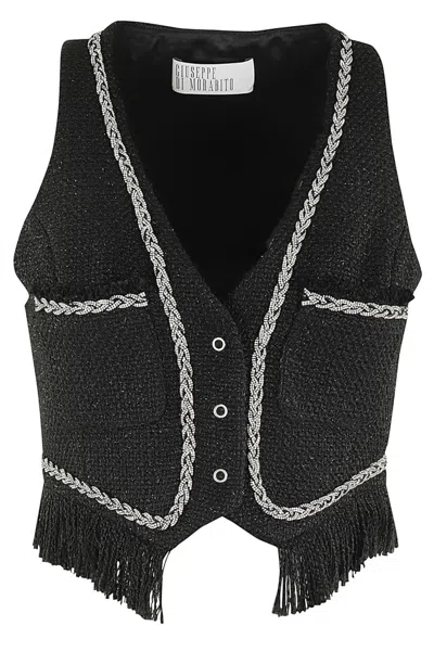 GIUSEPPE DI MORABITO GIUSEPPE DI MORABITO FRINGED BLACK GILET