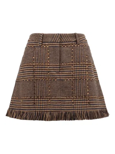 GIUSEPPE DI MORABITO FRINGED CHECK MINI SKIRT